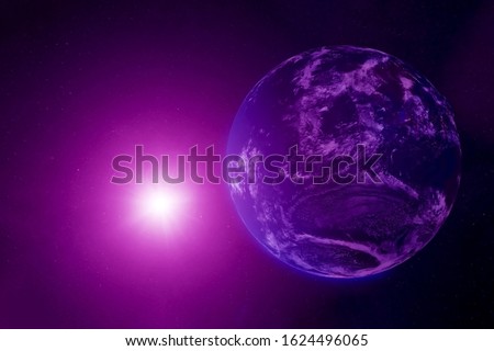 Exoplanet with the atmosphere. Elements of this image were furnished by NASA.