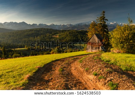 Autumn in Spisz in Poland and Slovakia with view to Tatra Mountains 