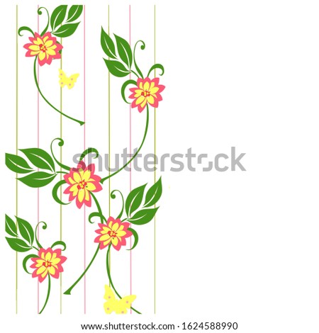 Flower Background - pink and yellow flowers - text space