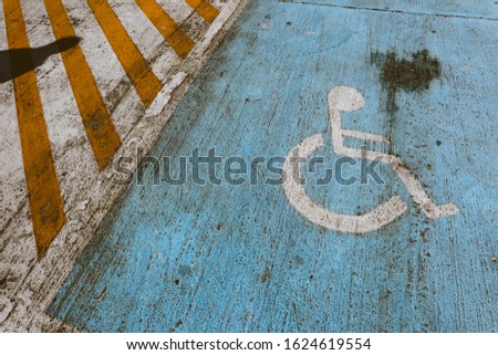 Sign Disabled Person Handicapped Wheelchair on Street Parking Airport floor