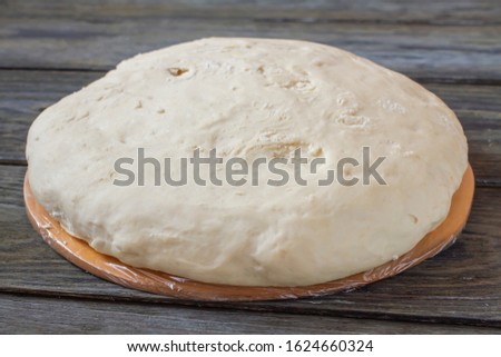 Yeast dough for bread or pizza has grown or tested