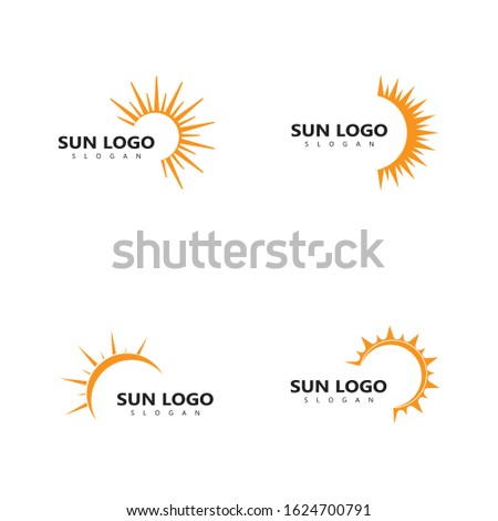 Set Of Vector Icon Logo Template Sun over horizon