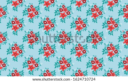 Unique Christmas Pattern background, with elegant leaf and red flower design.