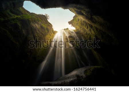 Beautiful peculiar waterfall in Iceland