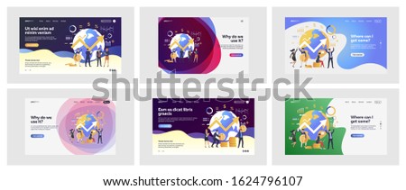 Set of business people celebrating financial success. Flat vector illustrations of men and women making money over world. Business and earnings concept for banner, website design or landing web page