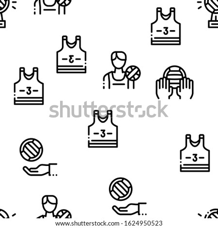 Volleyball Sport Game Seamless Pattern Vector Thin Line. Illustrations