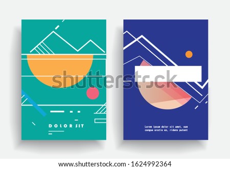 Geometric brochure Templates, flyers, business presentations. Modern flat line style, layout in A4 size. Trendy abstract background. Geometric science or technology pattern. Graphic design