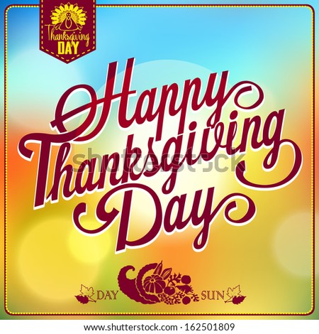 Retro elements for Thanksgiving day calligraphic designs. Vintage typographical postcard. EPS 10