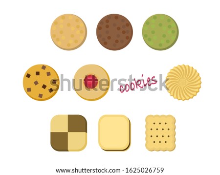  simple vector illustration set of various cookies.