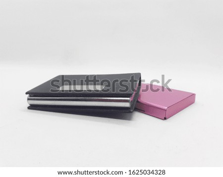 Elegant Luxury Magenta Pink and Black Color Metallic Business Name Cards Case in White Isolated Background
