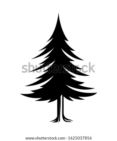 illustration of a black pine tree vector 
