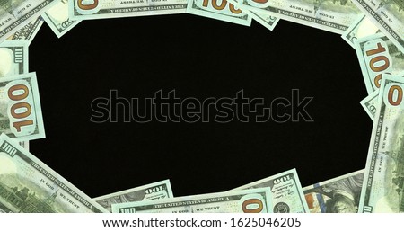 Frame of american dollars business and finance concept.