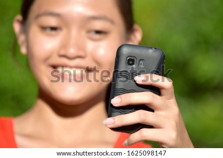Youthful Diverse Teen Girl Selfie With Smartphone