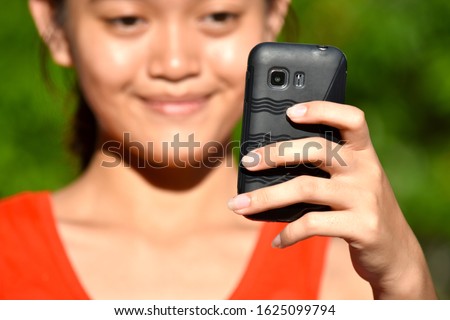 Selfie Of Female With Mobile Phone