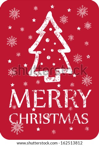 Christmas Greeting Card with Christmas Tree. Vector illustration