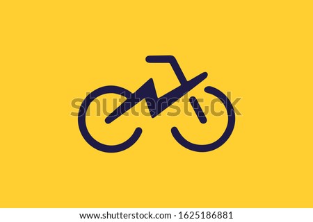 Letter E thunder Bicycle Hidden logo concept silhouette Illustration Icon