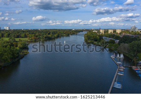 View of the Lake Aa in Münster / Germany from above