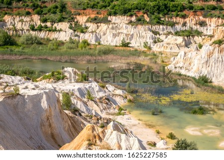 Abandoned Kaolin quarry with white plaster material, Vetovo village area, Bulgaria