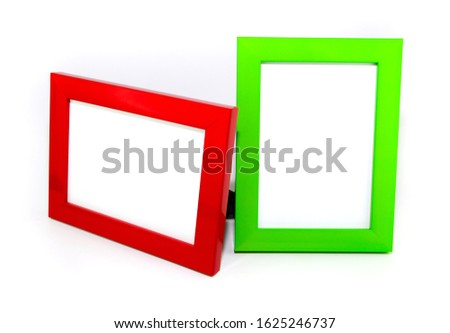 Many colorful square frames placed on a white background.