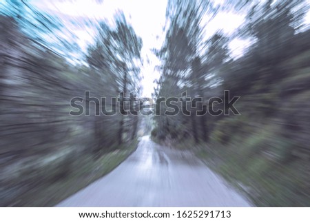 Zoom photography on a mountain road