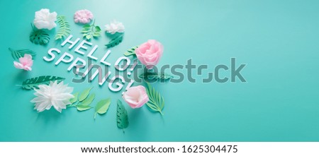 Hello, spring With white and rose paper flowers