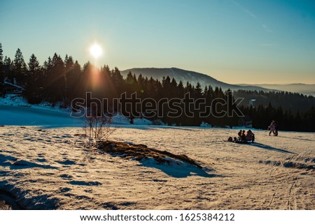 Winter sunset on mountain of Vlasic, Bosnia and Herzegovina.
