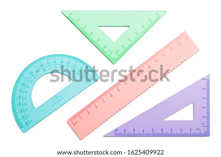 Geometry Rulers Isolated on a White Background.
