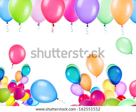 flying balloons isolated on a white background