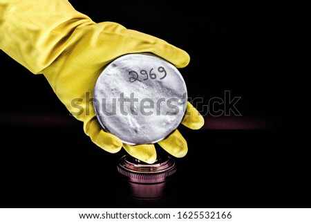 Enriched uranium produced in the Middle East. Radioactive element used in nuclear research. Chemical component responsible for the political crisis between the United States of America and Iran Royalty-Free Stock Photo #1625532166