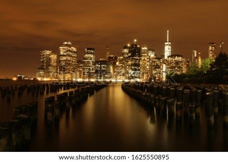 Manhattan Night View Skyline from Brooklyn