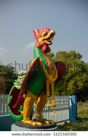 A big rooster as a symbol of luck in Thailand