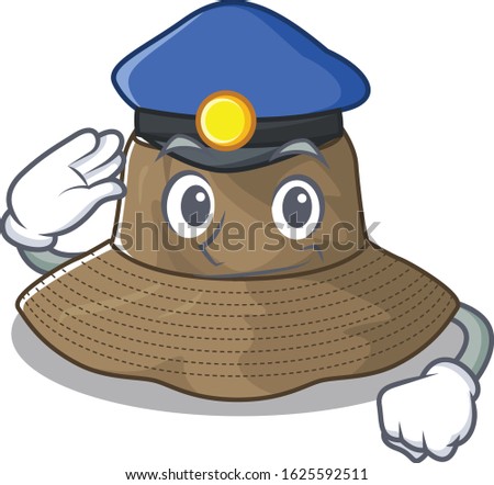 Bucket hat Cartoon mascot performed as a Police officer