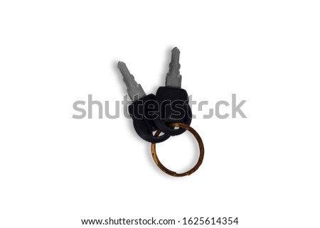cabinet keys with key ring isolated on white background.