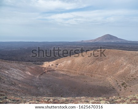 Volcanic landscape of Timanfaya National Park on island Lanzarote, Canary Islands