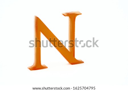 Letter N. 3d printed. Red Color. Isolated white background.