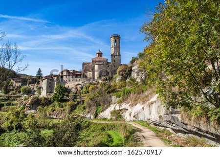 Rupit, a medieval village in the middle of nature. Catalonia, Osona. Royalty-Free Stock Photo #162570917