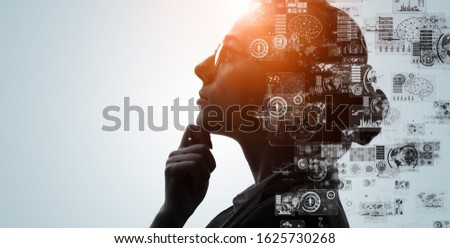 AI (Artificial Intelligence) concept. Communication network. GUI (Graphical User Interface). Royalty-Free Stock Photo #1625730268
