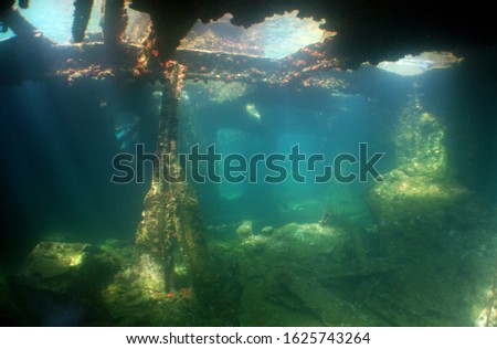 underwater ship wreck caribbean sea           