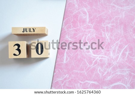 July 30, Empty white - pink background.