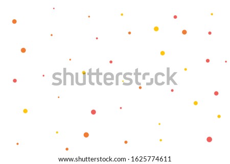 Orange and yellow circles confetti falling on transparent background. Round, dot vector background. Abstract colorful confetti flying in the air. Vector holiday illustration with circles confetti.