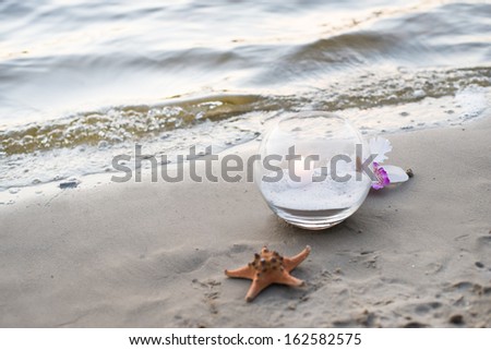 One candle at the sea, spa theme