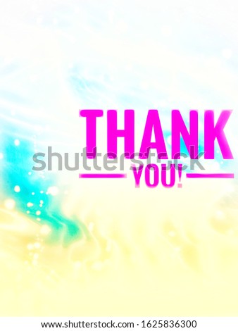 Thank you​ message​ on the blue water​ texture​ background​