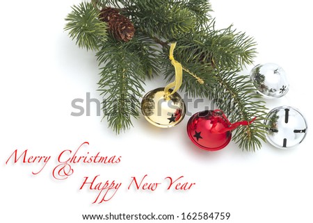 Christmas and New Year composition with decorations (with easy removable sample text)