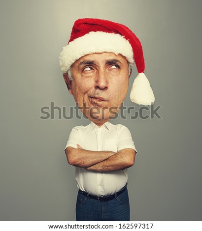 christmas man with big head looking up