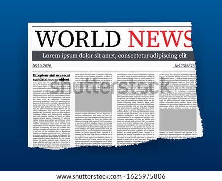 Vector mock up of a blank daily newspaper. Fully editable whole newspaper in clipping mask. Vector illustration