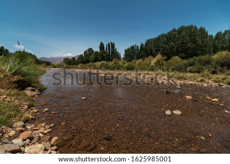 View of the Uspallata river in Uspallata, Mendoza, Argentina.
