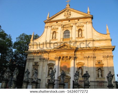 view of Church of St. Peter and St. Paul at sunset, Krakow, Poland Royalty-Free Stock Photo #1626077272