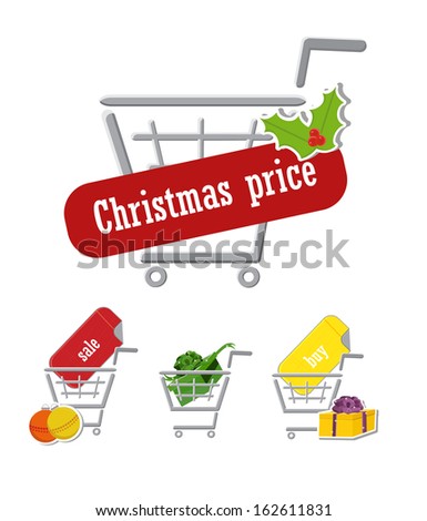 Set of christmas shopping cart (vector) Royalty-Free Stock Photo #162611831