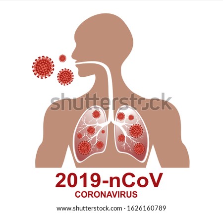 2019-nCoV. China pathogen respiratory coronavirus 2019-nCoV. Flu spreading of world, Middle East respiratory syndrome coronavirus concept with human  virus enters the lungs, vector illustration Royalty-Free Stock Photo #1626160789