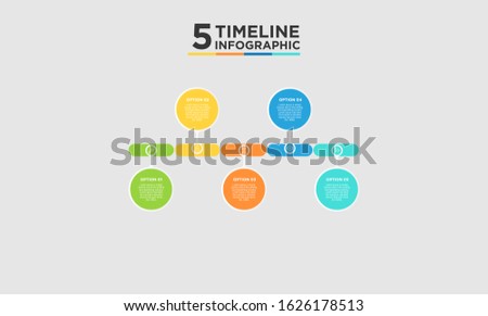 5 step timeline infographic element. Business concept with five options and number, steps or processes. data visualization. Vector illustration.